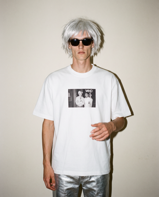 WHO WILL BUY THIS SHIT "ANDY WARHOL AT HONG KONG PARTY" Graphic Tee / White