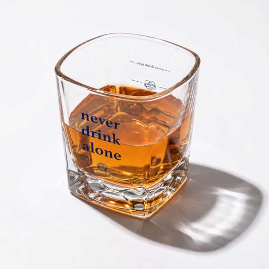 NEVER DRINK ALONE WHISKY GLASS