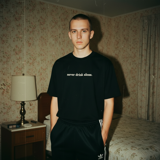 NEVER DRINK ALONE TEE