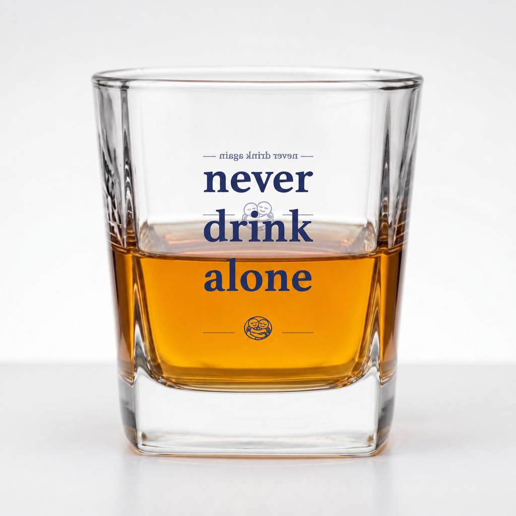 NEVER DRINK ALONE WHISKY GLASS