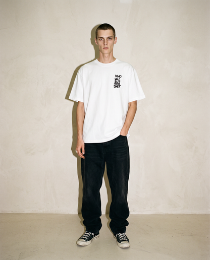 WHO WILL BUY THIS SHIT Logo Graphic Tee / White