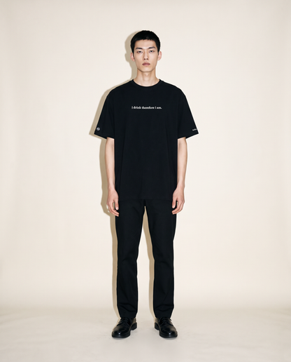 "i drink therefore i am" Slogan Graphic Tee / Black