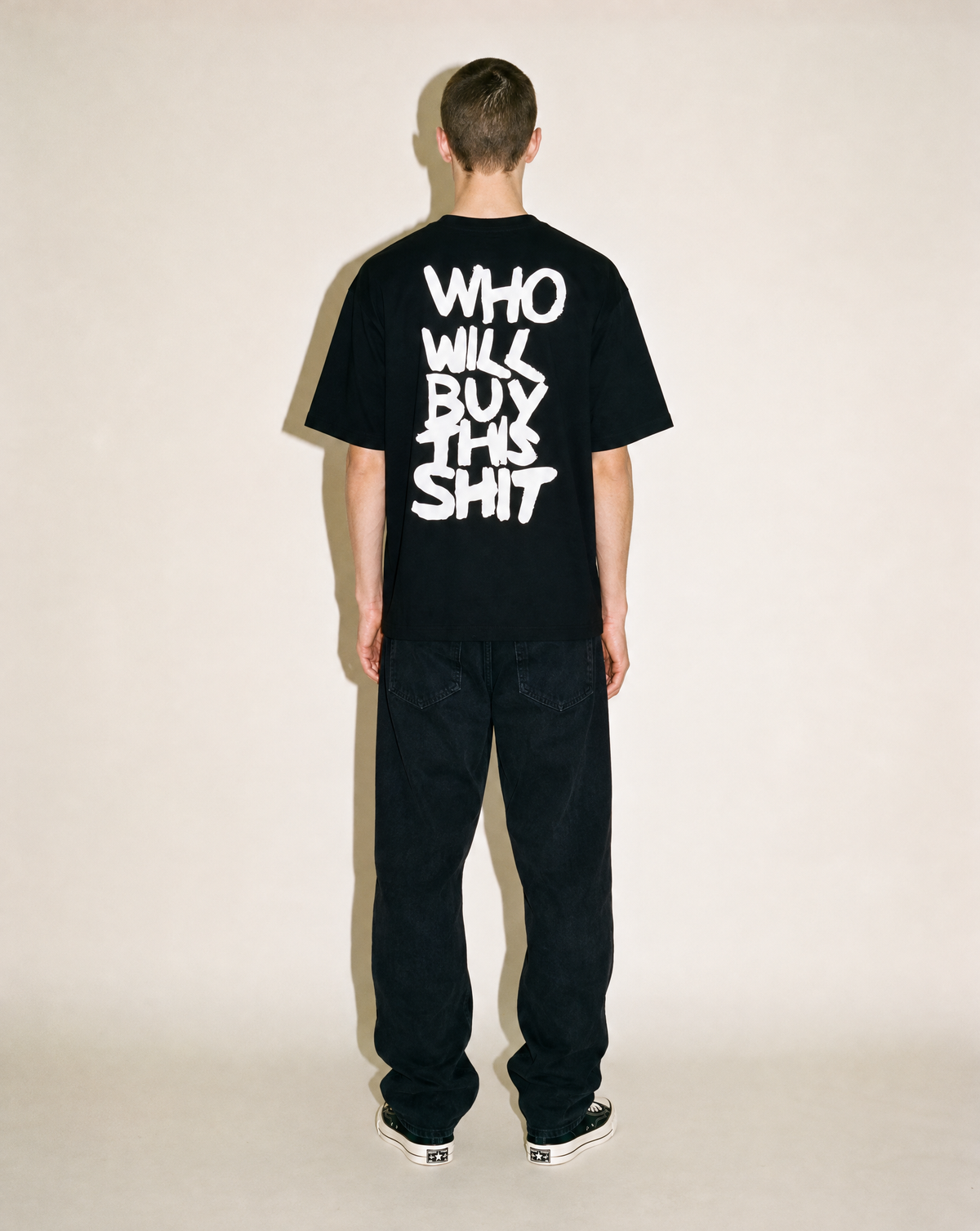 WHO WILL BUY THIS SHIT Logo Graphic Tee / Black