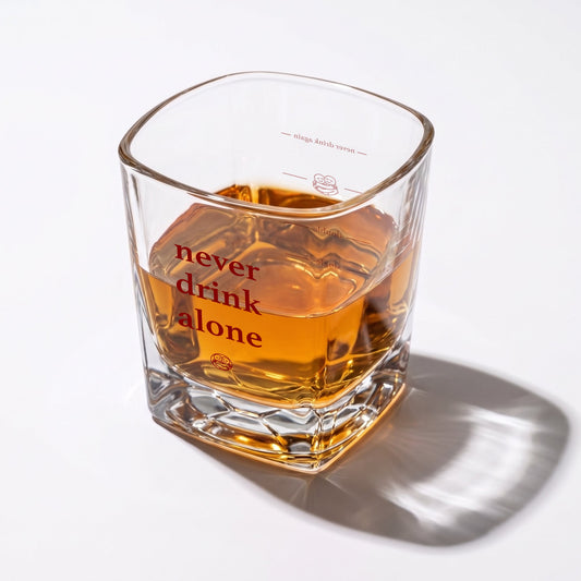 NEVER DRINK ALONE WHISKY GLASS