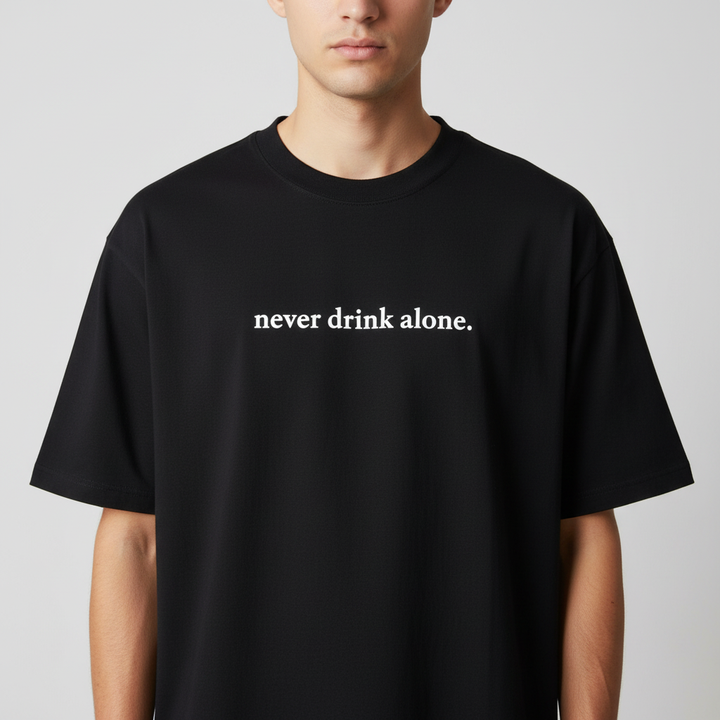 NEVER DRINK ALONE TEE