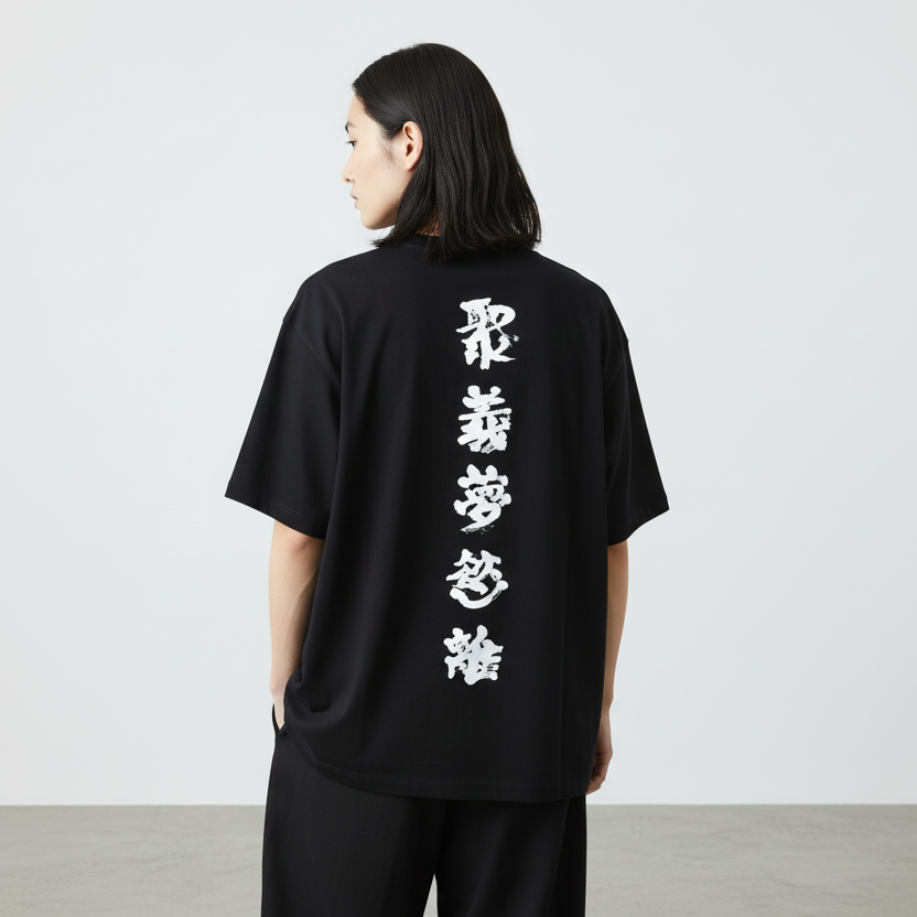 NEVER DRINK ALONE CHINESE CALLIGRAPHY TEE