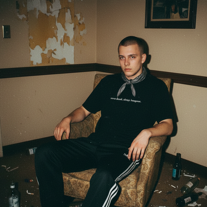 "never drunk" Slogan Graphic Tee / Black